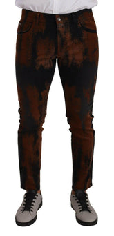 Dolce & Gabbana Black Brown Tie Dye Cotton Skinny Denim Jeans -   -  Dolce & Gabbana.